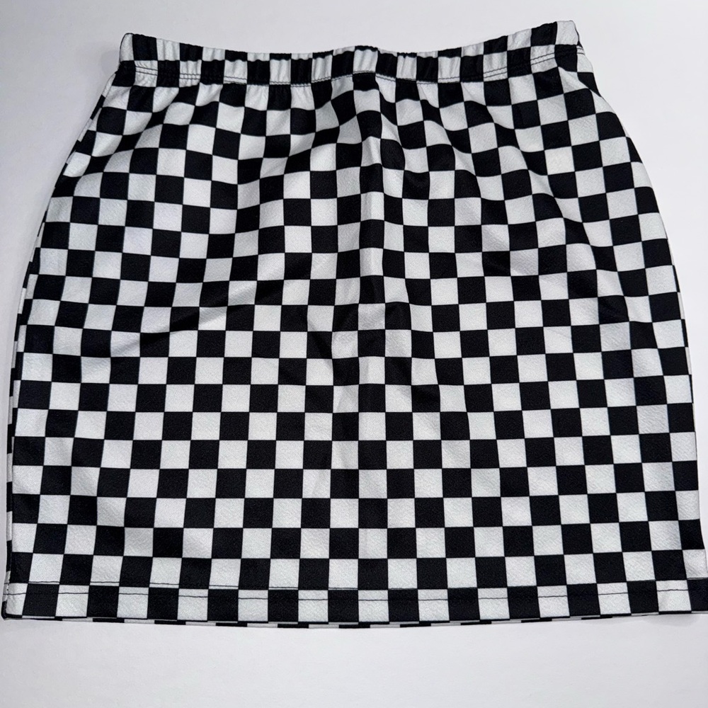 SHEIN Black and White Checkered Mini Skirt